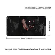 1件创意大号游戏电竞电脑超大加长加厚恶魔与动漫少女鼠标垫桌面垫桌垫防滑鼠标垫可水洗橡胶材质鼠标垫带精准锁边礼物