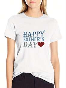 1pc DAD Happy Father'S Day Creative Graphic Printed Short Sleeve Round Neck Summer Outdoor Man'S T-Shirt - White - View 3