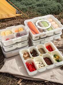 1 Stück/2 Stücke Fach-Lebensmittelbehälter mit luftdichtem Deckel, geeignet zum Aufbewahren von Süßigkeiten, Obst, Nüssen und Snacks. Hergestellt aus Material mit Frischhaltefunktion, verwendbar für Strand-Picknick, Partyausstattung, Kühlschrankorganisation und tragbaren Outdoor-Gebrauch. Einfache Lebensmitteleinteilung und Frischhalten der Lebensmittel in hygienischer Weise, Campusausstattung, Studentenbedarf, Rückkehr zur Schule Bedarf.