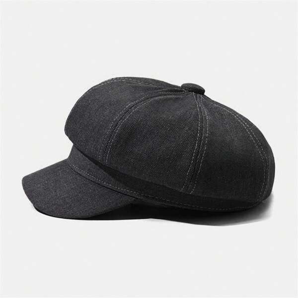 Redefine Your Look Women's Denim Newsboy Beret Cap – Stylish Visor Cap, Elegant 8 Panel Octagonal Paperboy Painter Hat Perfect For Any Adventure