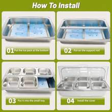 TOOTSCountertop Ice Food Serving Display Tray With 6 Pan Portable Salad Bar Buffet Station For Home Cold Food Buffet Server Ice Serving Trays For Parties Pizza Topping Station Cooling Trays For Food - Silver - View 5
