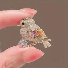 Sparkling Rhinestone Sparrow Shaped Pin, Suitable For Decorating Collars, With Charming Charm - 金色 - 查看 5