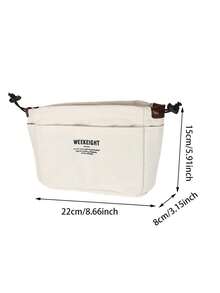 Travel Light & Organize Smart: Durable Multifunction Canvas Bag With Drawstring & Handy Pockets Back To School Supplies - Beige - View 8