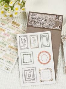 8 Stücke Text Rätsel Serie Aufkleber im Retrostil mit englischen Blumen und anderen Designs, geeignet für DIY Scrapbooking, Bücher, 3D stereoskopische Entspannungsschnitte, selbstklebende Papieraufkleber, Schulmaterial, Rückkehr zur Schule