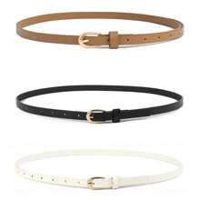 3 pezzi/1 pezzo/5 pezzi Cintura in metallo a forma di U, con fibbia sottile alla moda, in PU casual, decorazione con fibbia a perno per vestiti, maglioni, cappotti