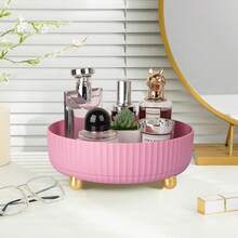 Makeup Perfume Organizer Tray 360 Degree Rotating Lazy Susan Skincare Lotion Organizer Spinning Cosmetics Storage For Dresser, Vanity, Bathroom Countertop, Small Pink - 粉色 - 查看 5