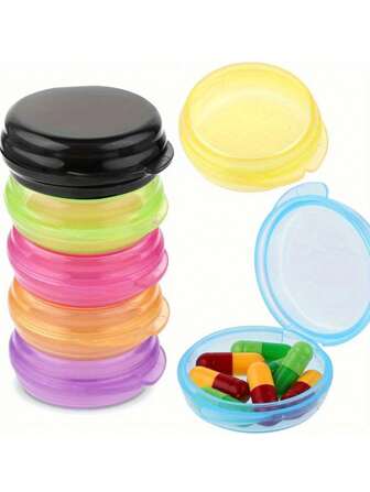1/3pcs Portable Mini Travel Pill Case, Transparent Round Vitamin Container, Outdoor Storage Box For Medication, Fish Oil