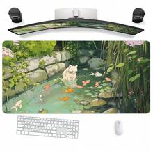 1PC Super Cool Cat Is In The Fishpond Large Gaming Mouse Pad With Extended Rubber Edge And Precise Locking - Soft Comfortable And Non-Slip For Your Desk