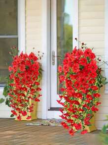 1/4 Stücke 75cm künstliche hängende Blumen, künstliche rote Prunkwinde Dekoration, UV-Schutz, für Outdoor Garten, Hof Dekoration, Hochzeit, Hochzeitslocation Dekoration, Flur Balkon Dekoration, Party Dekoration, Heim Dekoration, Schlafzimmer Wohnzimmer Dekoration, Wanddekoration, Büro Dekoration, Sommer Dekoration, Herbst Dekoration, Geburtstagsgeschenk, Jubiläum, Abschlussgeschenk