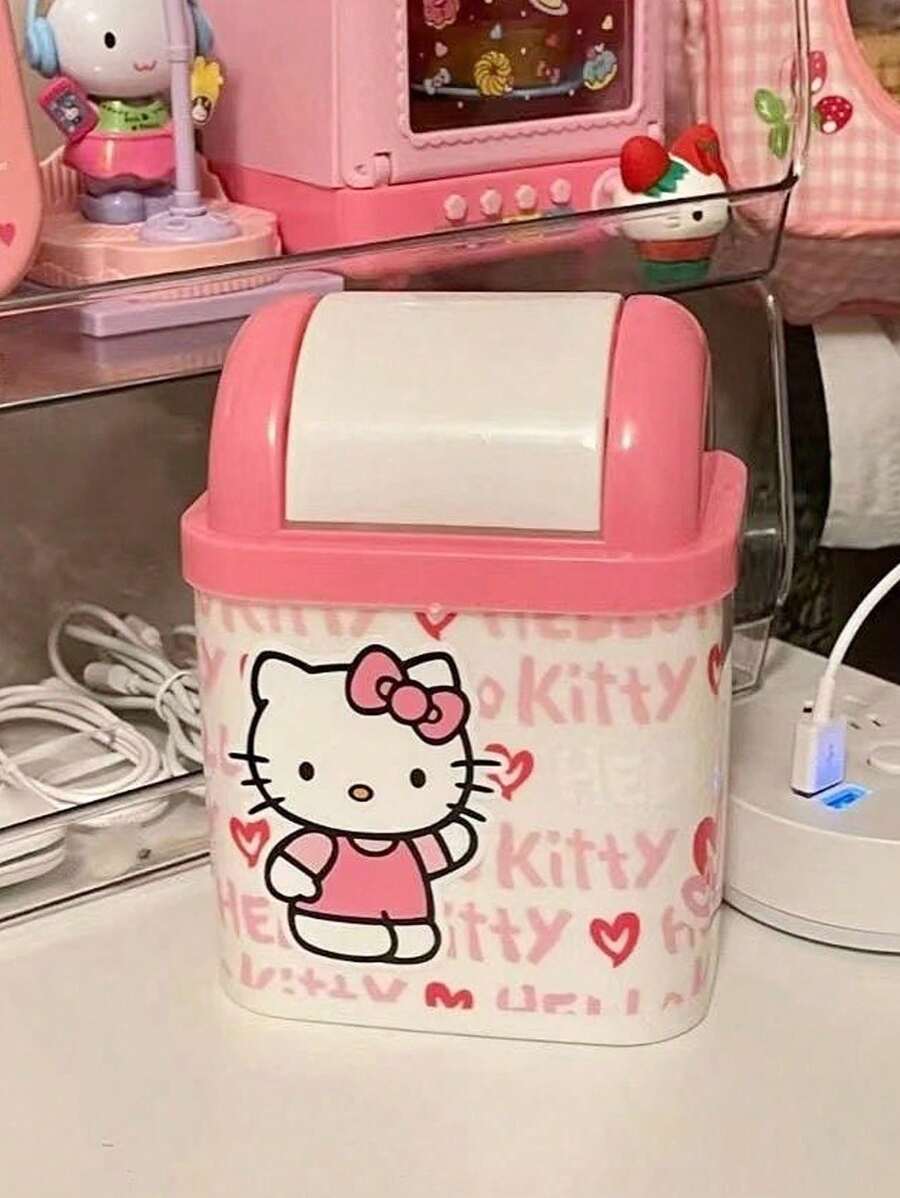 Sanrio Sanrio 1 buc - Coș de gunoi de birou Hello Kitty, Coș de gunoi auto, Accesorii de decorare interioară auto, Coș de gunoi de birou, Colector de gunoi pentru măsuță de cafea mică, Decorațiuni interioare, Lucruri mărunte, Accesorii auto, Esențiale auto, Accesorii auto pentru femei, Stitch, Esențiale festival, Toamnă, Ziua Recunoștinței, Halloween, Crăciun, Carnaval, Recuzită de Halloween, Petrecere de Halloween, Ziua Națională, Toamnă