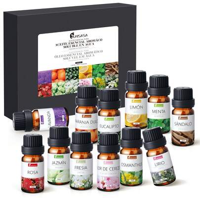KAISASA 12 piezas de 10 ml de aceite esencial de aromaterapia natural para hacer ambientadores, velas perfumadas, humidificadores y otras artesanías aromáticas.