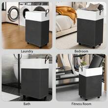 75L Rolling Laundry Basket With Wheels, Collapsible & Waterproof Laundry Hamper, Mobile Clothes Hamper, Storage Laundry Bins With Handles For Laundry Room, Bedroom, Bathroom & Dorm, Gray - Mocha Brown - View 9