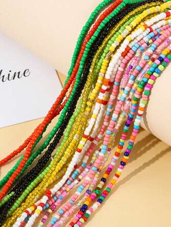10/20 Pieces Combination Waist Chain Bohemian Fashion Bikini Set African Navel Bead Chain Women Colorful Elastic Beads Handmade