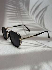 POLASUP 1 件装男士偏光飞行员金属框太阳镜，适合多季节，带图案的镜框，可调节镜腿，弹簧铰链，优雅，休闲，司机驾驶，钓鱼，夏季，黑色，金色，棕色，咖啡色，灰色 - 偏光雙橋方框飛行員 - 查看 10