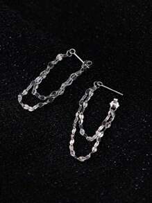 BALMORA 1 Pair Of S925 Silver Lip Chains With Tassel Earrings At The Front And Back, Simple, Stylish And Elegant Earrings, The Best Gift For Friends To Wear On A Daily Basis