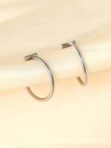 2个/1个朋克风唇环，时尚唇部饰品，钛钢材质，男女皆宜，适合日常佩戴、海滩、日光浴、派对、情人节、万圣节、圣诞节、母亲节、返校季、生日等场合，是送给女友/男友/父母/同学的理想礼物，Y2K风格配饰 - 銀色 - 查看 10