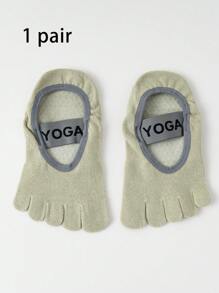 1 Pair Yoga Toe Socks For Women, Five Finger Socks For Indoor Fitness, Dancing, Workout, Non-Slip Grip, Shock Absorbent, Pilates Socks