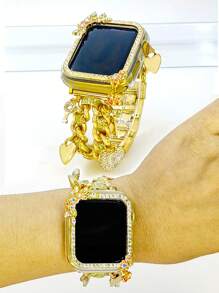 1 pieza Banda compatible con de 40/41/44/45mm, diseño hueco único para decorar su smartwatch, apta para Apple Series 8 7 6/SE 5 4 (No es un set, la banda y la carcasa se venden por separado)