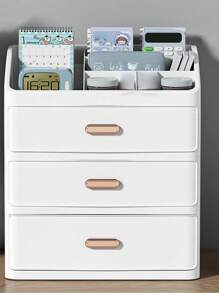 1pc Multi-Layer Divided Makeup Organizer Box, Skincare & Cosmetics Display Rack With Drawers, Portable Luxury Desk Organizer Storage Box