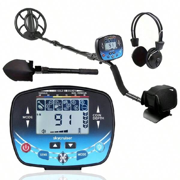 1 Set MD-910B Metal Detector For Adults - Professional Golden Detector With 10" Search Coil, 5 Detection Modes, IP65 Waterproof, Strong Memory Mode, High Sensitivity (Includes Iron Shovel, And Headphones, ), Metal Detecting Equipment|Modern Metal Detector|Durable Metal Detecting Equipment, Metal Detecting