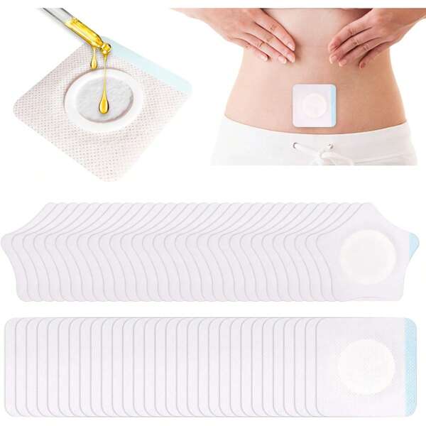 30/60pcs Disposable Castor Oil Patches, Castor Oil Pack Belly Wrap,Castor Oil Belly Button Cover (Oil Free)