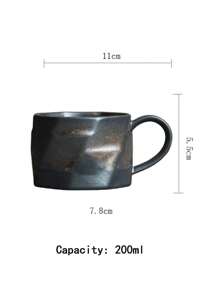 1pc 200ml Ceramic Retro Handmade Personal Coffee Cup, Home Use Coarse Pottery Creative Milk Tea Cup, Japanese Handcraft Coffee Mug, Afternoon Tea Cup, Ceramic Mug, Asymmetrical Mug Nordic Style