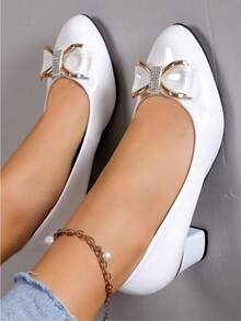 Geeyea Ladies' Elegant Bow High Heels - White - View 5