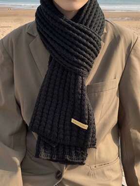 1 pieza Bufanda de punto de unicolor, caliente y gruesa para hombre, cuello versátil apto para invierno