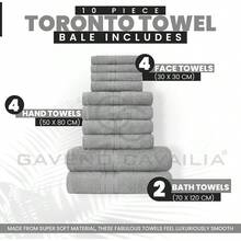 GC GAVENO CAVAILIA Soft Towels - 10 Piece Bathroom Towel Set - Premium Quality Water Absorbent Towel, 4 Face, 4 Hand, 2 Bath Towel, 450 GSM Washable Towel Set, Silver - Silver - View 3