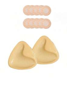 1 对双面自粘胸垫，胸垫粘性垫，可重复使用衬垫，胸罩比基尼隐形加厚胸垫防水游泳