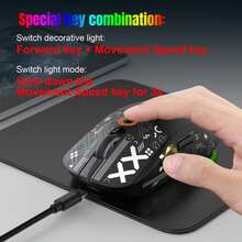 HXSJ 3-Mode Bluetooth Gaming Mouse, Rechargeable 2.4G USB Wireless RGB Backlit Mouse Compatible With IPad, Tablet, Laptop - Black - View 6