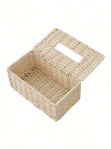 1pc Hand-Woven Tissue Storage Box, Multiple Colors Available, Rectangular Tissue Storage Box With Lid, Bohemian Style Decorative Hand-Woven Box, Tissue Storage Container For Bathroom, Bedroom, Bookshelf, Living Room, Home, Restaurant, Hotel, Modern And Simple Design.