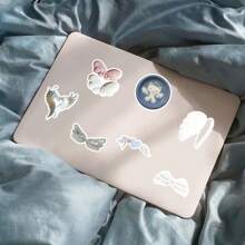 50pcs Angelic Wings Themed Stickers, Cute Cartoon Minimal Style For DIY Decor , Back To School Gifts