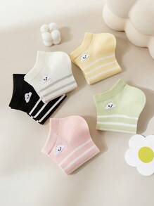 6 Pairs Of Women's Socks Striped Clouds Women's Short Socks And Ankle Socks For Casual Daily Wear