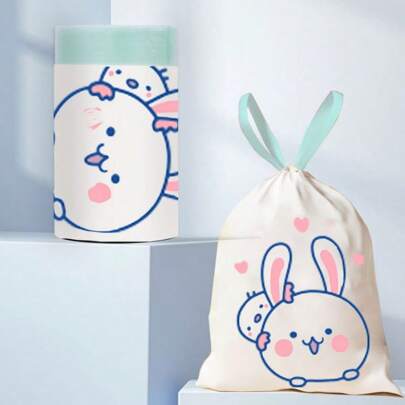 100 Stücke schwere Zugband Müllbeutel, Maisstärke Material, Einzieh-Zieher für den Einsatz, auslaufsicher, Zugkordelverschluss für saubere Hände, große Größe für Küche & Zuhause