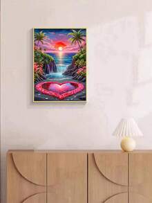 1 件 DIY 钻石画，心形和水流图案，全钻，家居装饰，30*40 厘米/40*50 厘米 - 彩色 - 查看 5