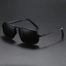 Lunettes de mode rectangle rétro de luxe pour hommes, monture métallique à double pont, style steampunk, bordures épaisses, look classique de mode pour l'extérieur, la conduite, l'été