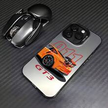 Funda de Teléfono para Coche Deportivo de Marca Premium Adecuada para iPhone17 16 15 14 13 12 11 Pro Max X XR XSMAX Plus Cubierta Trasera Mate Antigolpes - Negro - Ver 6