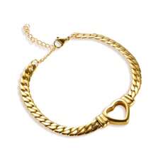1pc Minimalist Stainless Steel Flower Folded Golden Bracelet & Necklace Set, Versatile Daily Wear Unisex Jewelry