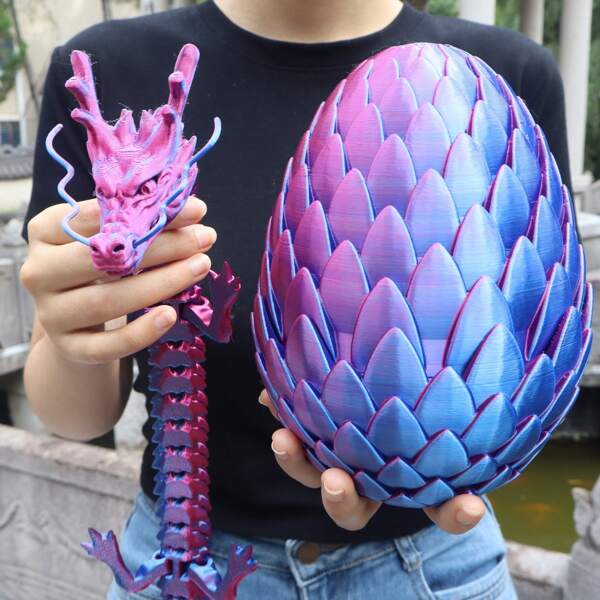 2pcs/Set 3D Printed Huge 18cm Dragon Egg & 60cm Large Dragon, Extra-Large Decoration Gifts, Home Decor Gifts, Party Supplies Gifts, Halloween, Christmas, Thanksgiving Gifts, Majestic Scaled Dragon Decor