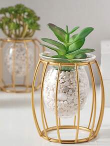 1 套轻奢家居创意水培花瓶、办公桌面装饰、绿萝卜水生植物容器、餐桌装饰、铁艺、金属、奢华、婚礼、花瓶装饰、餐桌中心装饰、派对、宴会