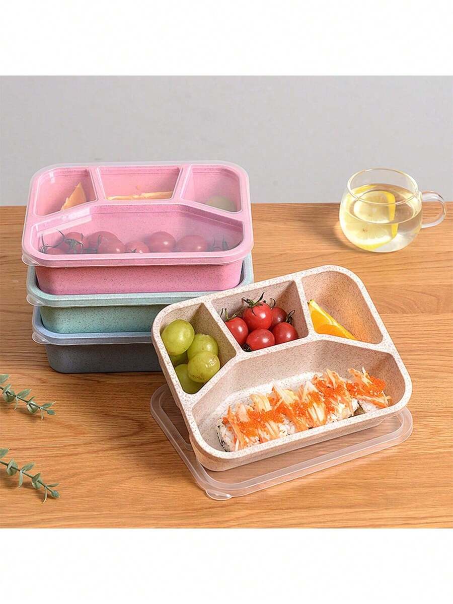 1 件水果零食盒、带透明盖的分隔式便当盒、可重复使用的餐食准备午餐盒、适合人们工作旅行的 4 格食物储存容器、适合返校、课堂、大学、办公室、露营和野餐的便当盒、学校用品、厨房整理器和储物器、厨房配件 - 彩色 - 查看 1