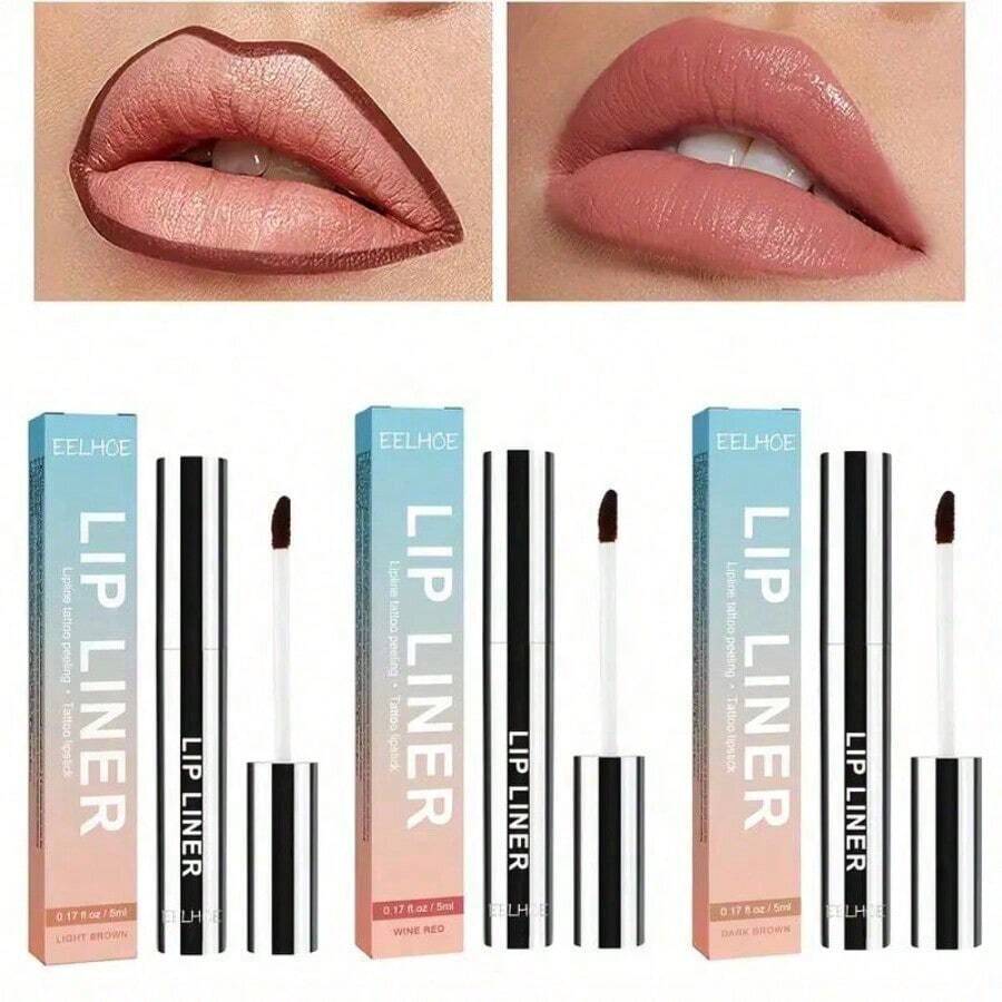 3PCS Peel-Off Lip Liner Set – Matte Finish, Waterproof & Transfer-Proof - 1set(3 colors) - View 1