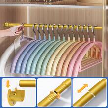 1 件金色 40.01 厘米 - 189.99 厘米不锈钢可调节衣柜杆、浴帘杆、浴帘挂杆、伸缩杆、衣柜挂杆用于悬挂衣服重型衣柜挂杆、金属黑色衣柜杆 - 砂金 - 查看 5