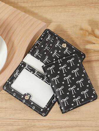 Rosa rosett kärleksmönster mini-väska fickplånbok mode minimalistisk korthållare smal lättviktig bärbar kontanter pengar ID-kort kreditkort myntficka för födelsedagspresent present årsdag älskare kvinna dam flickor kvinnor tonåringar för högskolestudent skolstudent män man