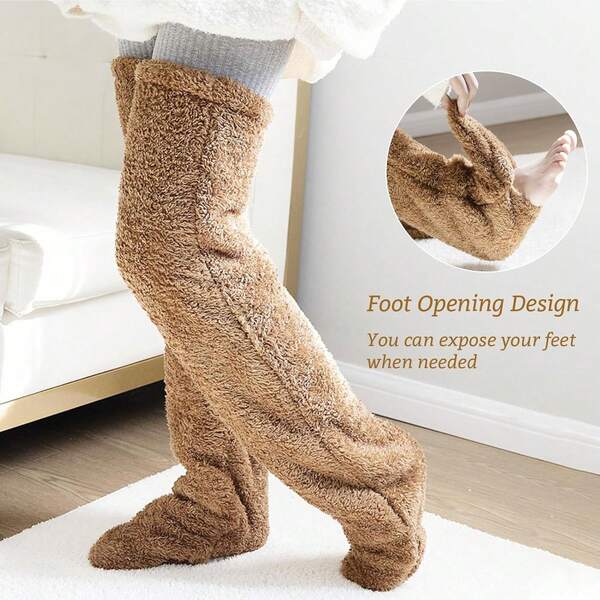 Women's Plush Over-The-Knee Socks, Soft Thick Warm House Socks With Knee Protection