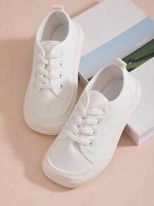 1 Pair White Lightweight PVC Soft Bottom Breathable Round Toe Flat Casual Shoes, Suitable For All Seasons