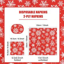 100/60/20 件 13 * 13 英寸一次性圣诞主题餐巾，带有红色背景和白色雪花图案，适用于节日聚会、圣诞派对、新年和冬季主题派对、西餐厅、咖啡厅等