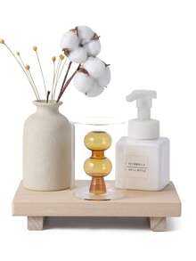 1 pieza Pedestal de madera soporte de exhibición para jabonera del baño, bandeja para plantas, velas, etc. Decoración ideal rústica para baño y cocina