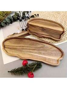 小木托盘底农舍浴室装饰，浴室皂盒，洗脸盆托盘适用于梳妆台，柜台，水槽相思木托盘，简约自然风格家居装饰，收纳/摆放木托盘，寿司托盘，蛋糕托盘，面包托盘，咖啡托盘，茶具托盘，烧烤托盘，肥皂托盘，毛巾托盘，首饰托盘，烛台托盘，香薰椭圆，花瓶托盘，珠宝托盘，适用于浴室，洗脸盆，梳妆台，花园，多肉植物，收纳托盘，适合家庭，户外野餐，餐厅使用，圣诞节 - 黃色 - 查看 3